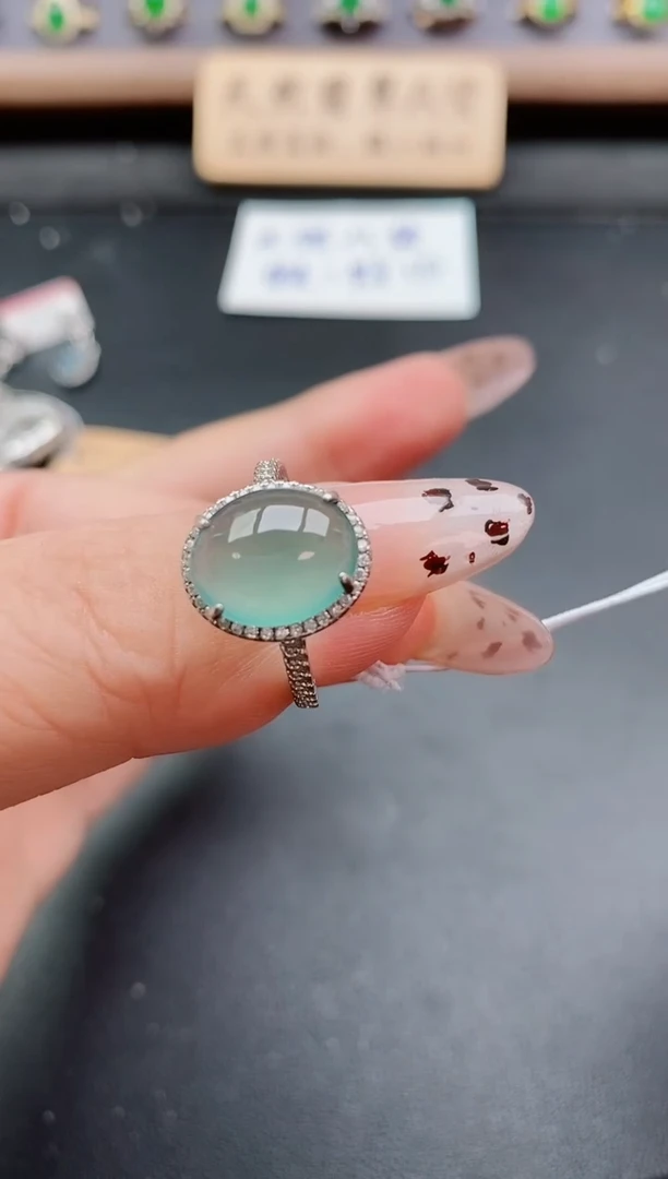 银S925镶嵌戒指翡翠1