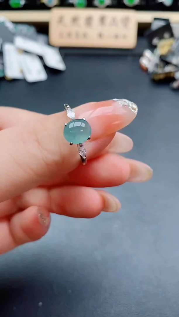 银S925镶嵌戒指翡翠1
