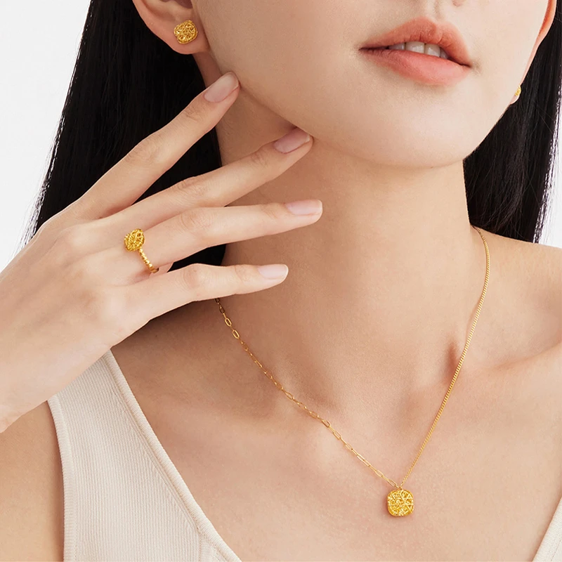 吊坠足银 女款气质轻奢时尚精致百搭爱心套链经典方糖套链不掉色