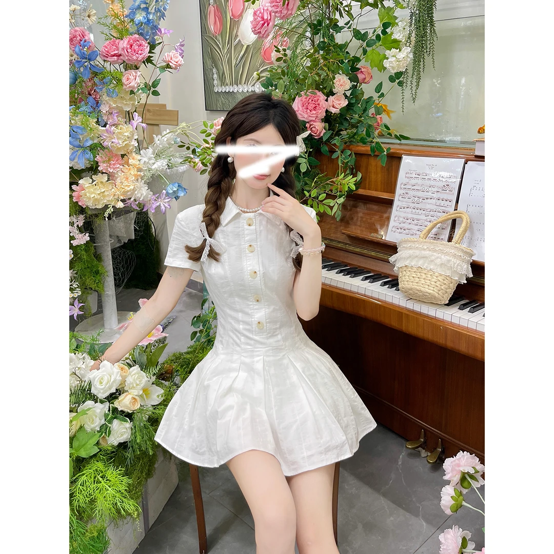【现货专属】"风像个少女" 全棉学院风竖纹肌理感衬衫连衣裙配短裤