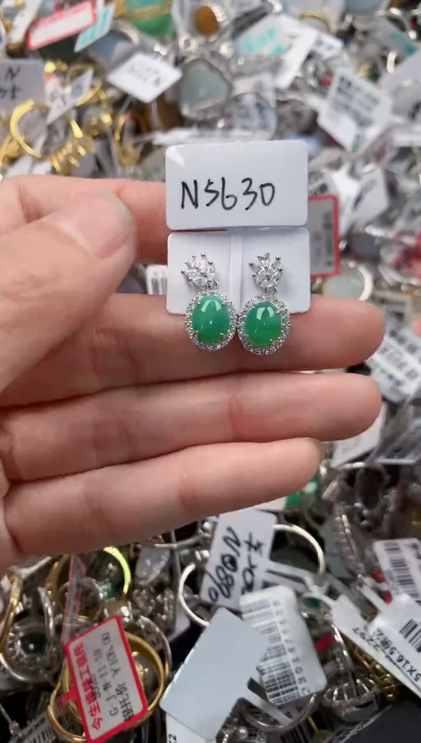 银S925镶嵌戒指翡翠8---1
