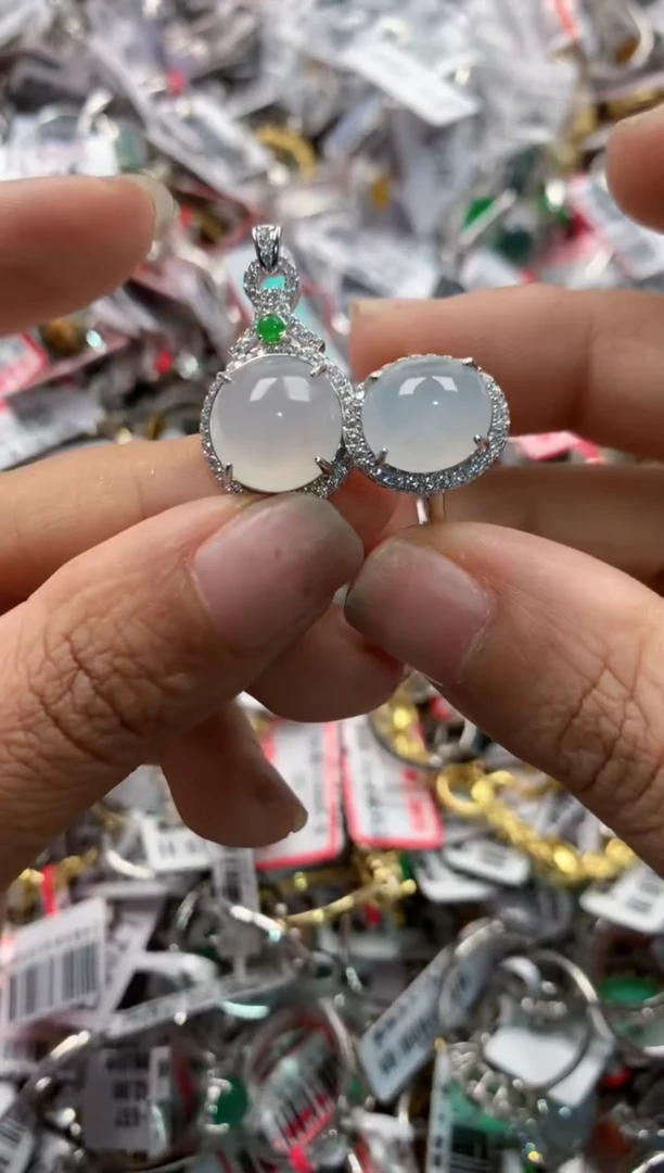 银S925镶嵌戒指翡翠10     3
