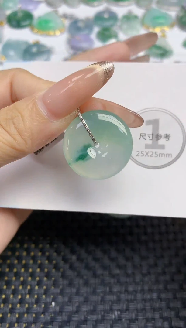 颈饰18K金镶嵌翡翠天然缅甸A货翡翠百元以上9元证书费自理