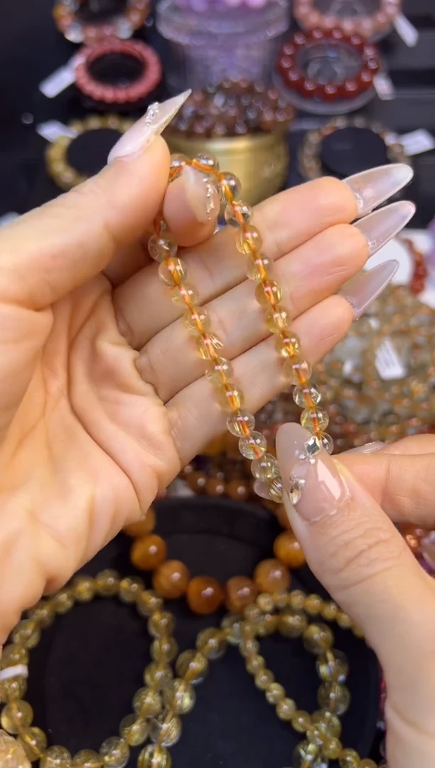 未镶嵌手串水晶金发晶6mm+