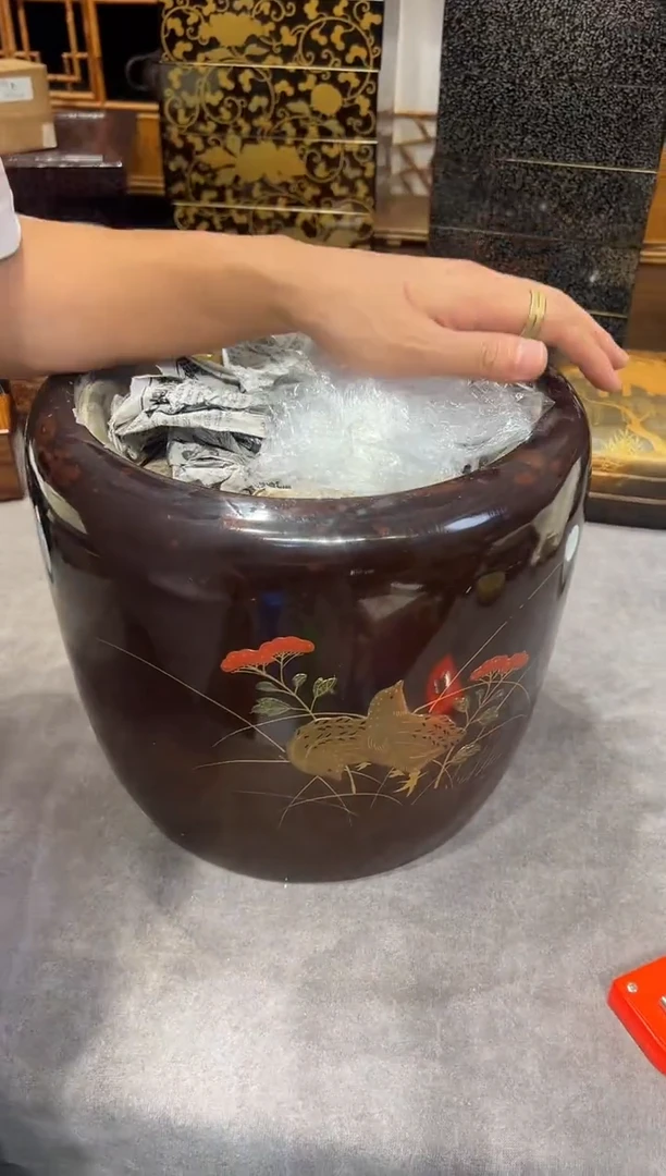 金莳绘 火钵  大漆漆器大漆漆器