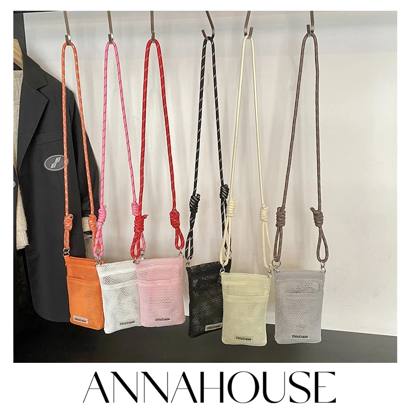 ANNAHOUSE轻便斜挎单肩包手机包洋气小巧简约百搭网格便捷包YC
