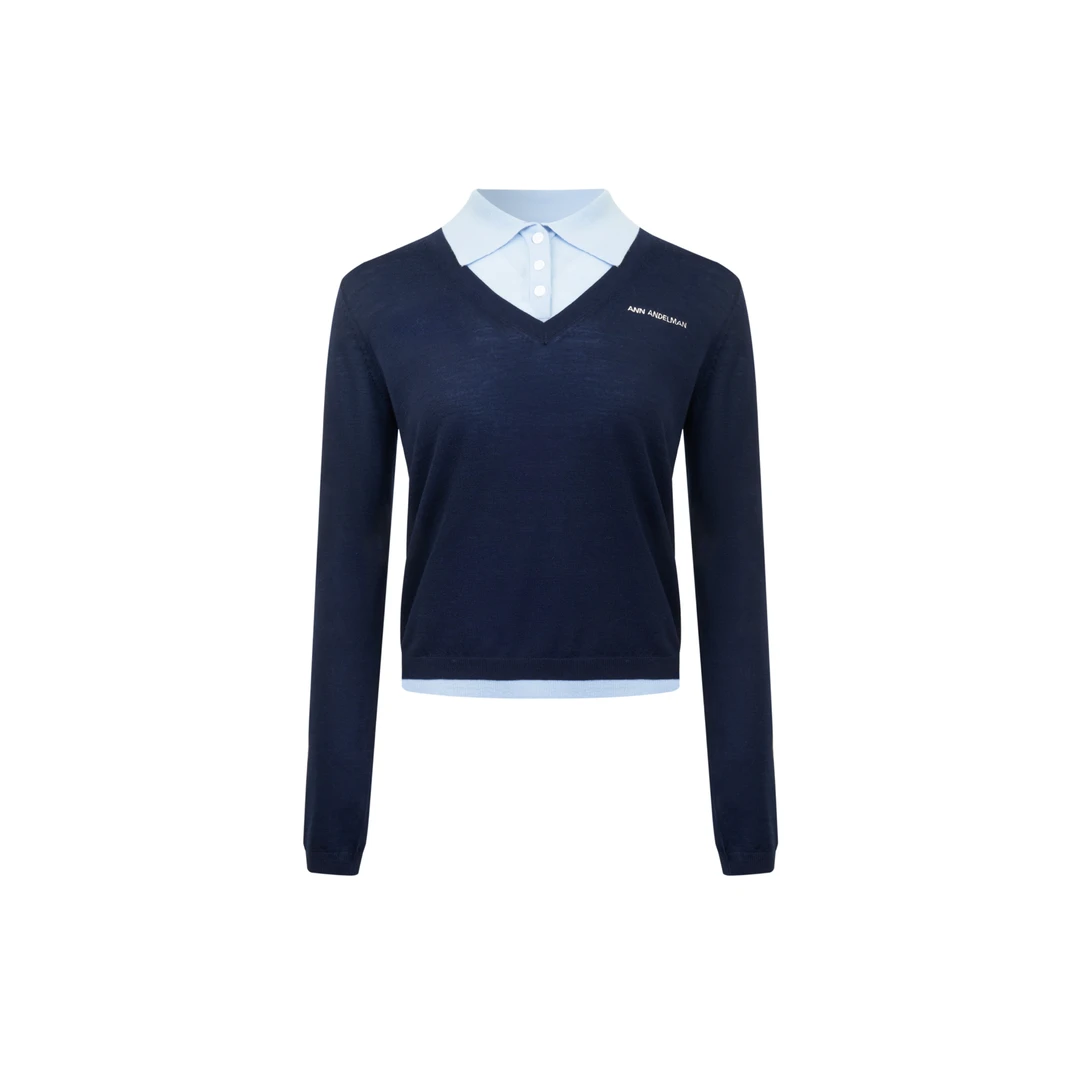 ANN ANDELMAN针织衫针织长袖白色短款时尚百搭紧身修身圆领