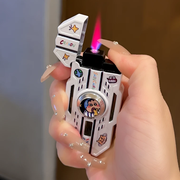 高档全金属款旋转机甲打火机充气解压合金陀螺把玩国潮炫酷送男友