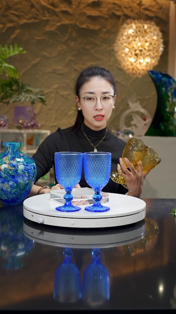悠**月蓝色高脚杯2只