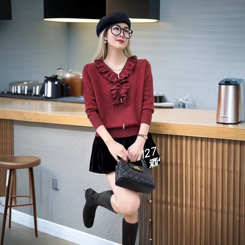 1276 气质长袖网红时尚百搭秋冬套头针织衫