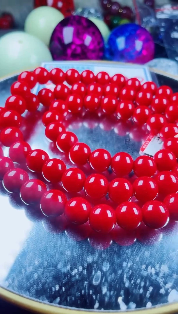 硅化珊瑚（珊瑚玉）未镶嵌颈饰红珊瑚项链套装卡12