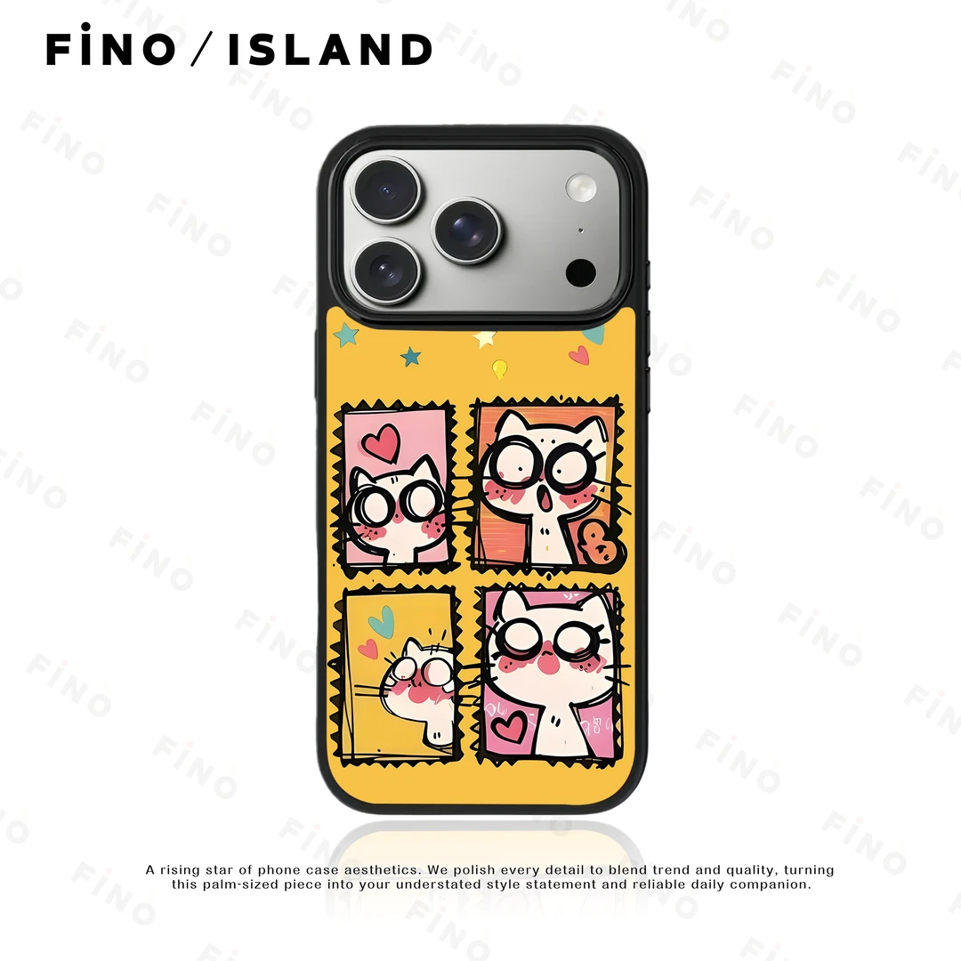 超萌心动喵适用苹果17promax保护壳手机壳鎏金可爱磁吸高级玻璃14