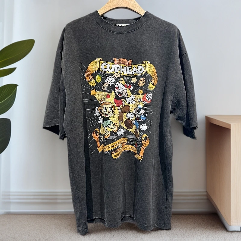 茶杯头大冒险新款短袖毛边