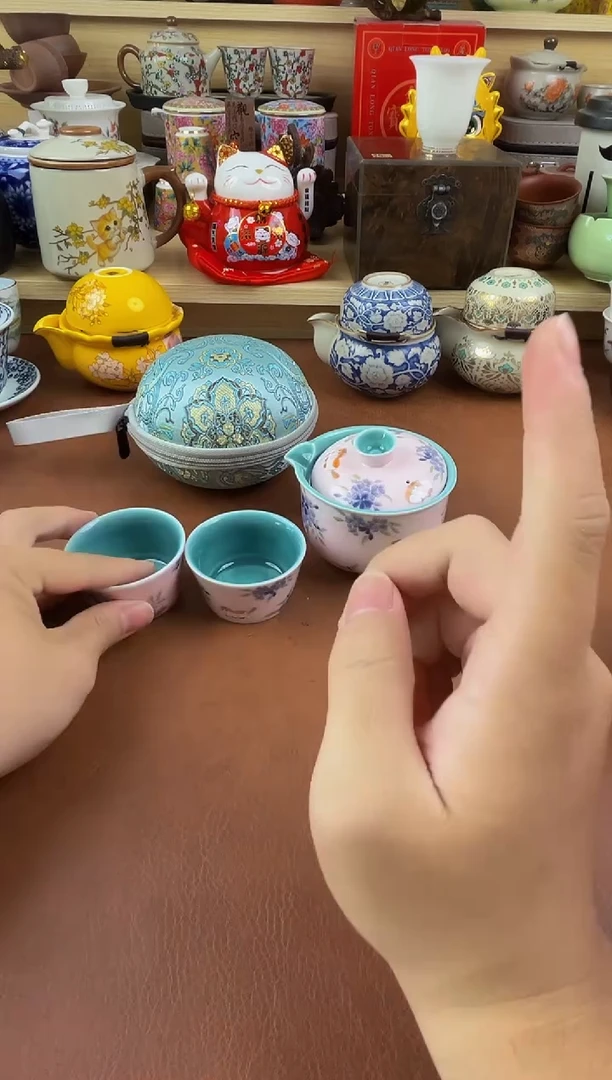 陶瓷茶具摆件旅行套组