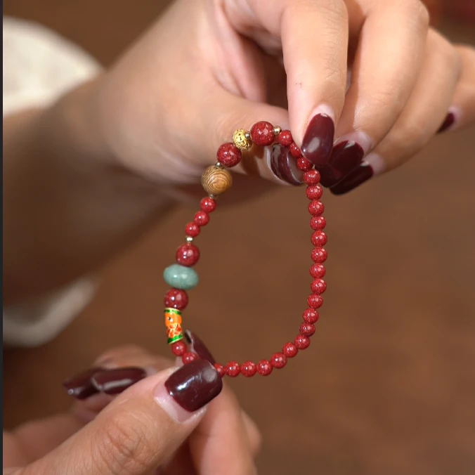 高品质朱砂正品辰砂单圈设计手串高品质高含量上等朱砂手串