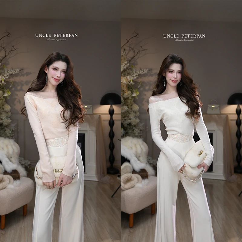 彼得潘大叔《蜜柚光晕》法式纯欲温柔蕾丝针织上衣高级打底