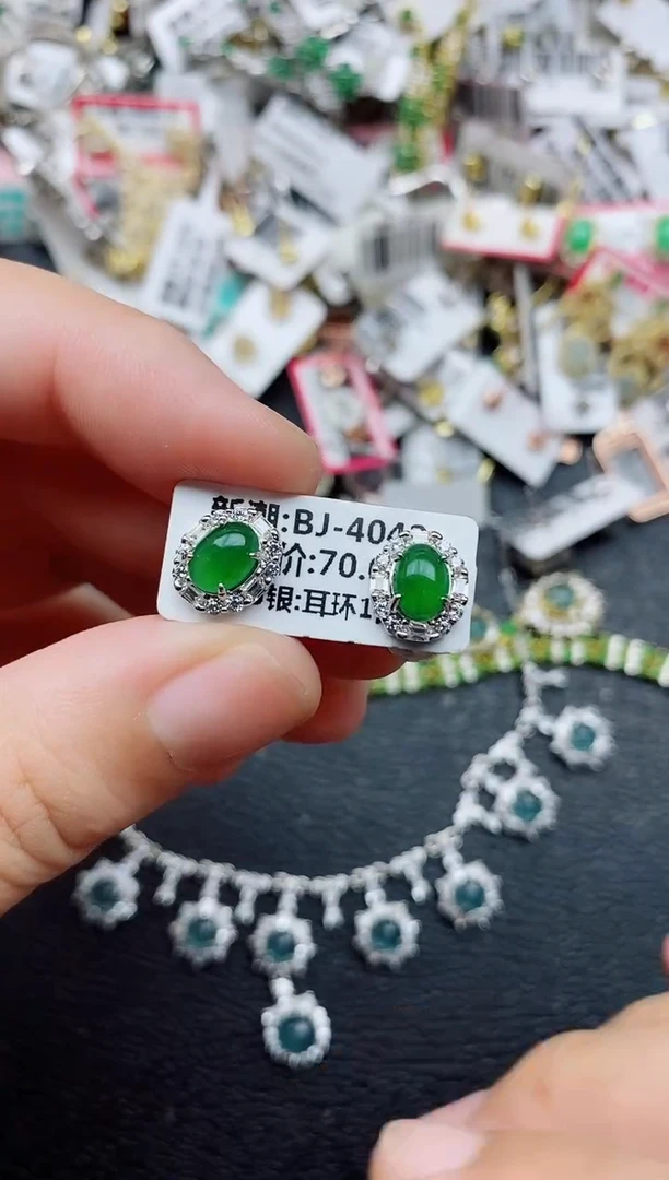 银S925镶嵌戒指翡翠1