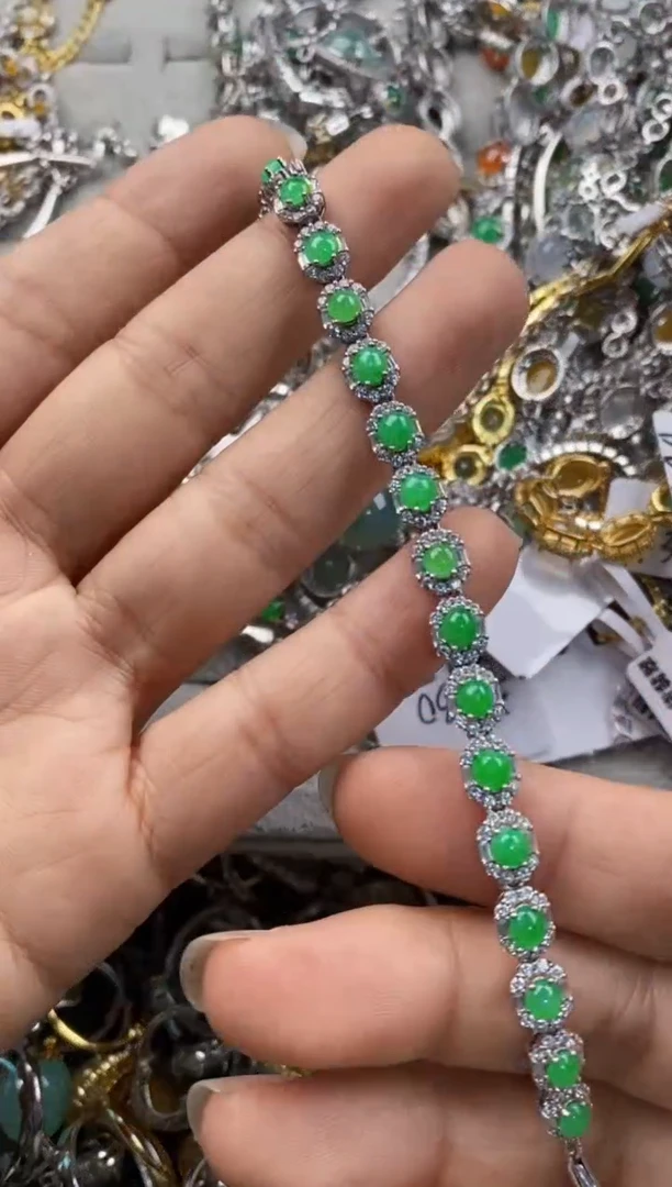 银S925镶嵌戒指翡翠666---6