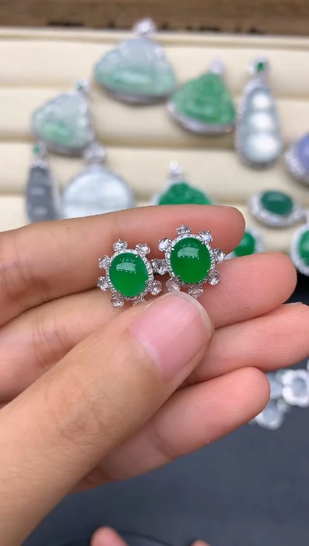 【闪购商品】翡翠耳饰18K金镶嵌377-中国好珍宝