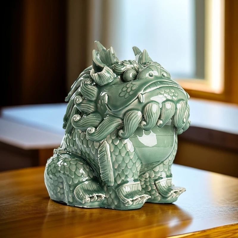 【宋品天耀】耀州窑椒图玄关装饰品招财创意貔貅茶宠桌面摆件陶瓷