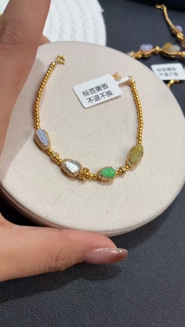 吊坠(不含链)银S925镶嵌翡翠手链