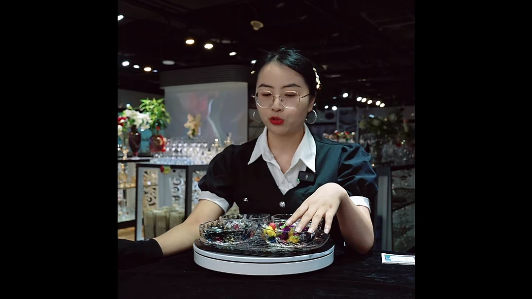 水晶平底款五件套果盘果碗