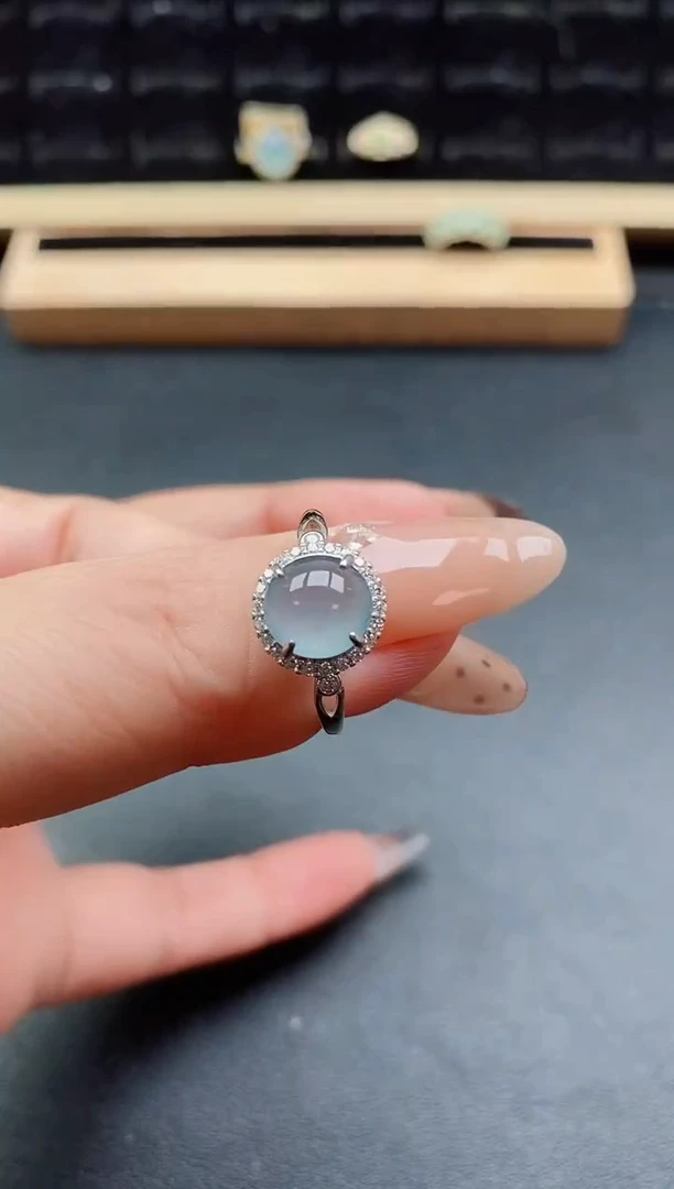 银S925镶嵌戒指翡翠1