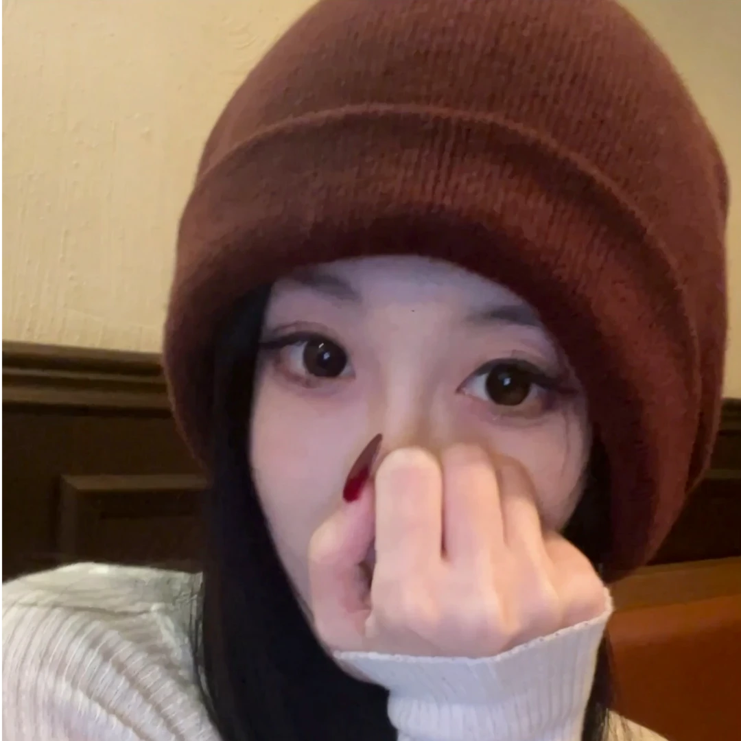 日系设计款羊毛帽秋冬季宽松保暖堆堆冷帽圆脸显脸小针织护耳