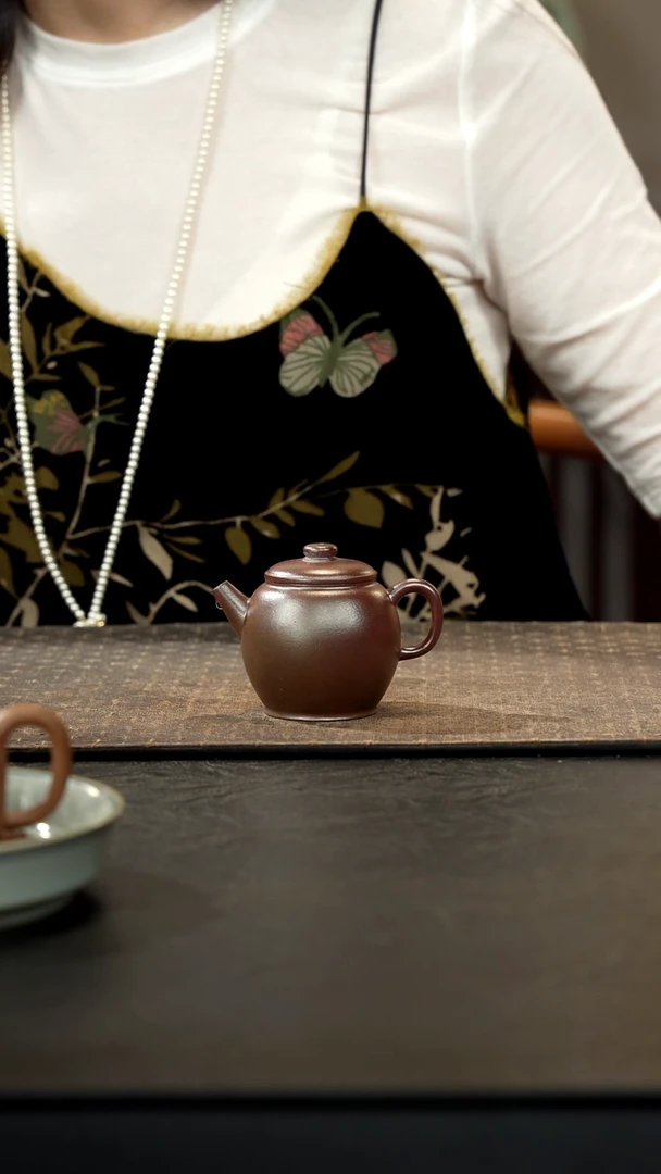 茶壶紫砂s****m柴烧老紫泥巨轮九式120cc