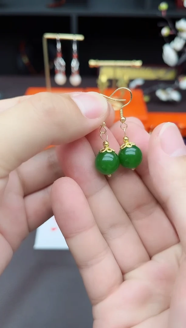 玛瑙/玉髓耳钉银S925镶嵌438000