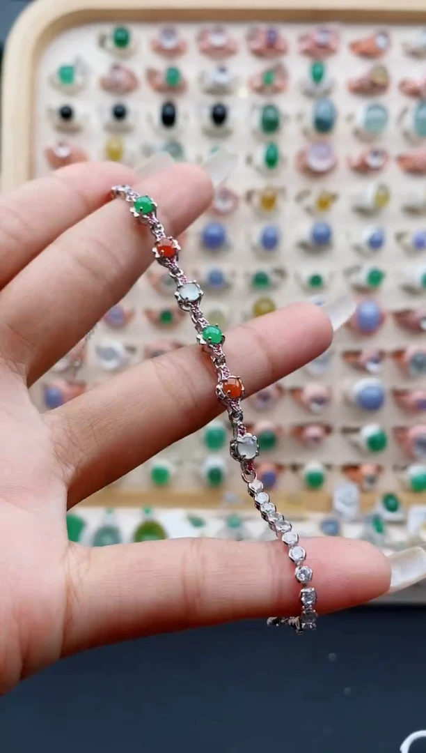 【闪购商品】翡翠戒指银S925镶嵌缅甸天然A货翡翠333  7+3