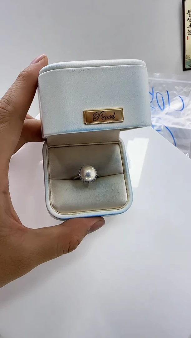 【闪购商品】淡水珍珠DA银S925镶嵌b697 白珠戒指10