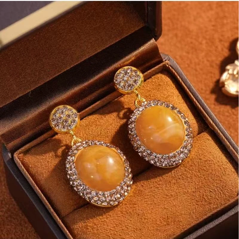 铜合金耳饰 时尚气质百搭贵气精致轻奢奢华金属耳环7669