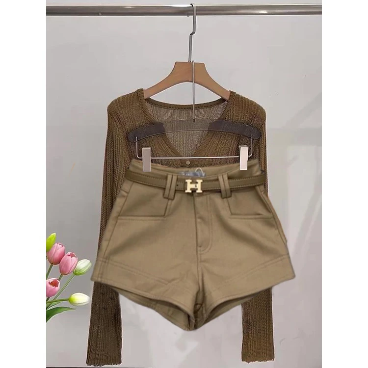 休闲短裤女2025年春季新款韩版ins港味复古简约外穿高腰短裤潮