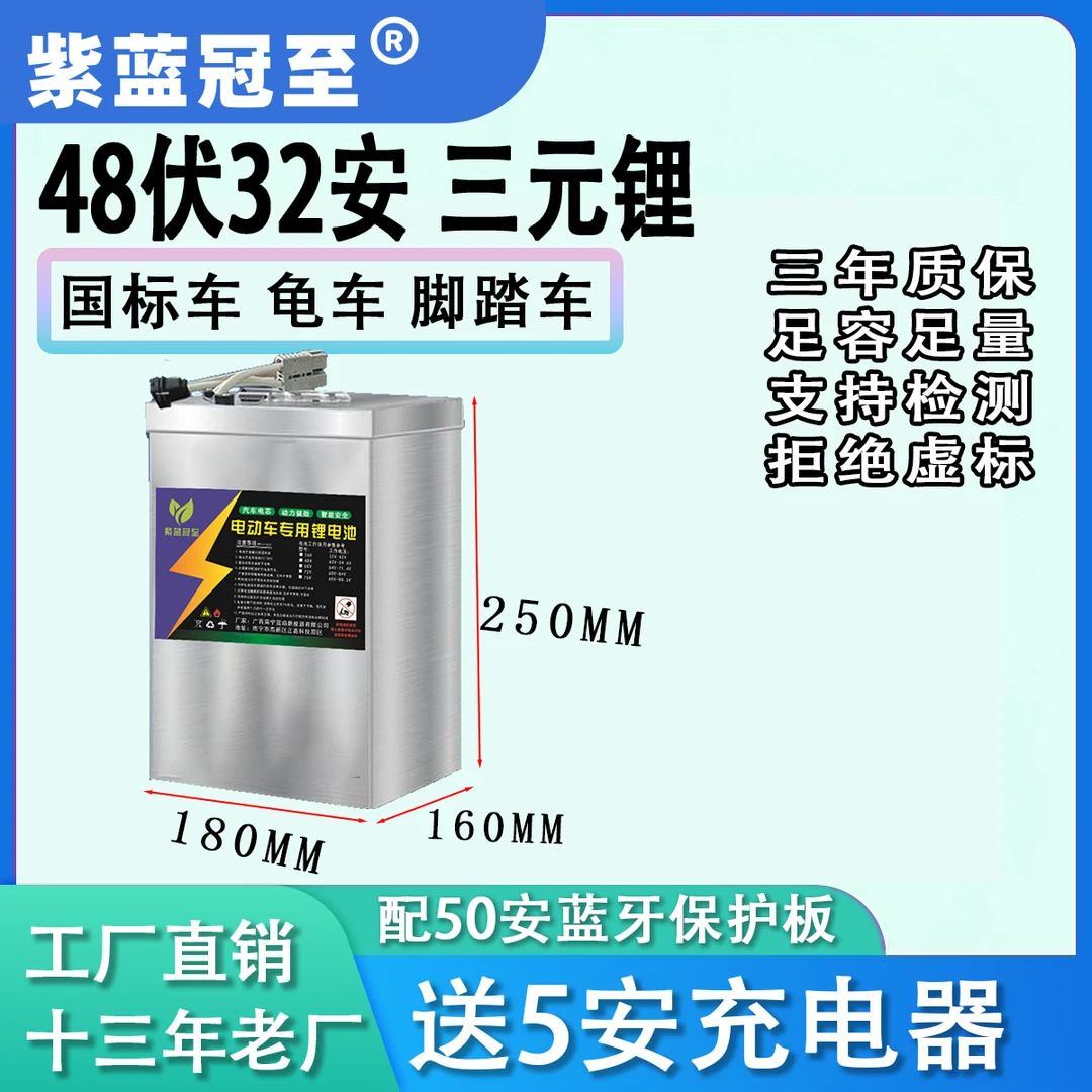 三元锂 48V32AH/42AH两轮三轮脚踏车代驾车电动车电池电瓶 小尺寸