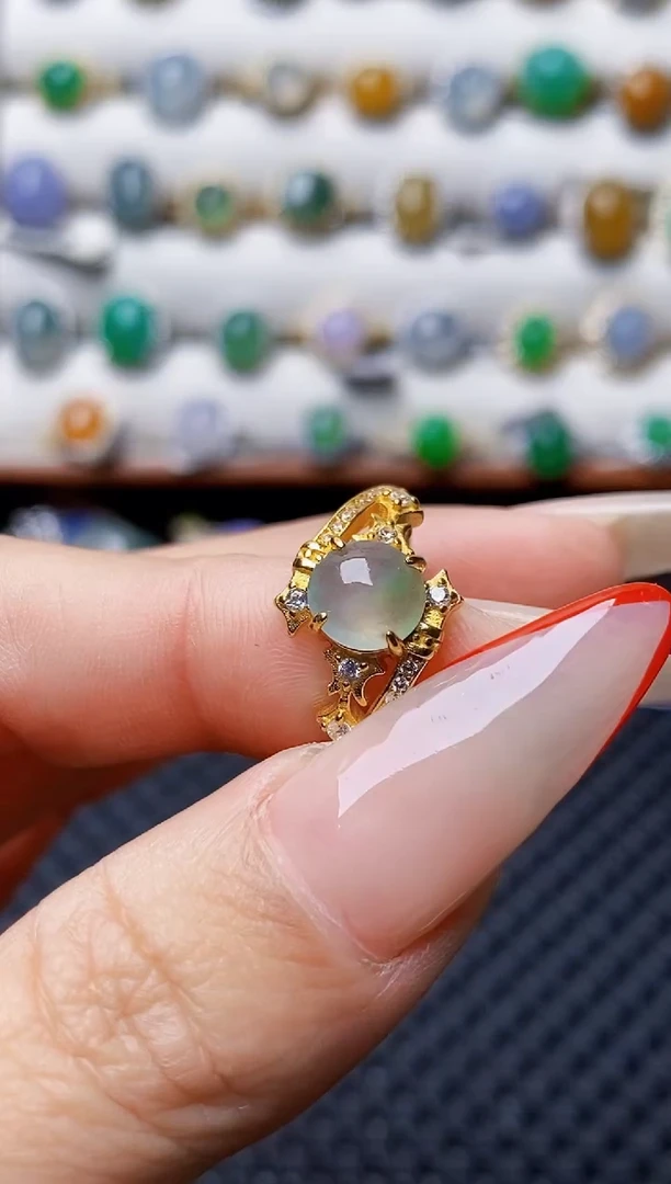 银S925镶嵌戒指翡翠6647