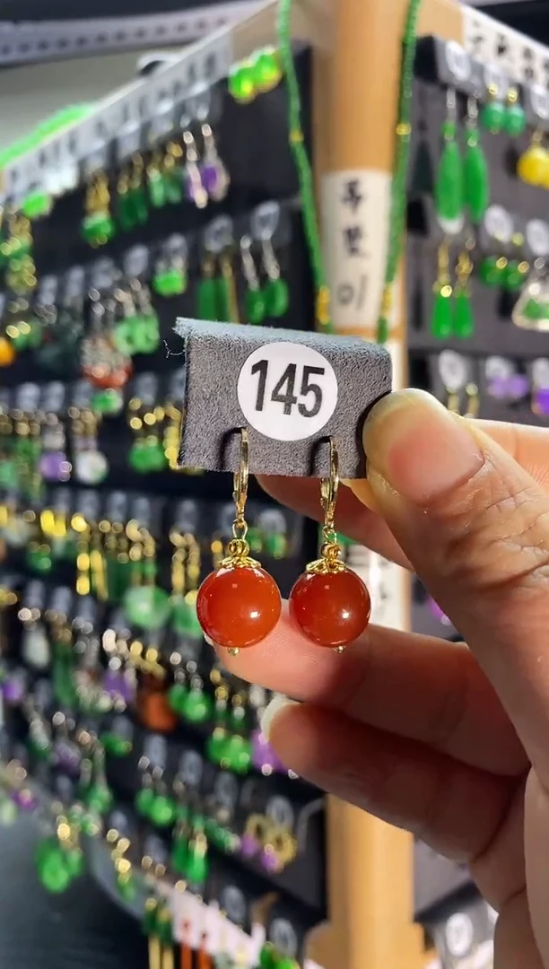 【闪购商品】南红玛瑙耳饰银S925镶嵌145