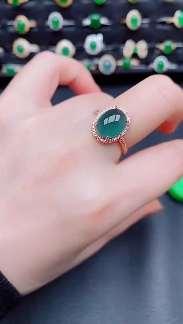 【闪购商品】翡翠戒指银S925镶嵌天然a货翡翠41