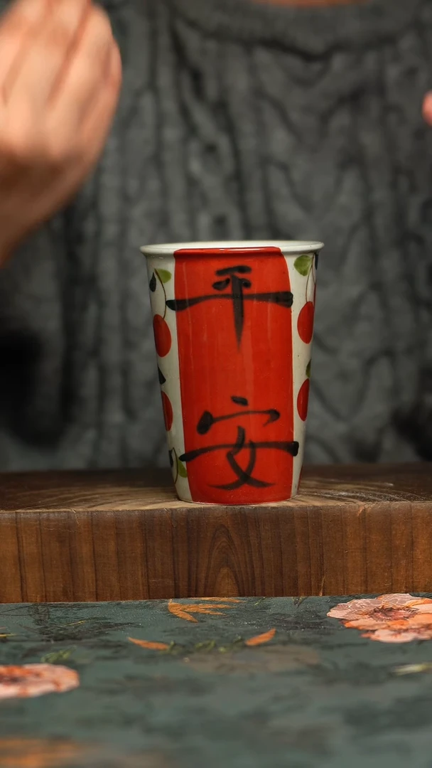 杯釉下彩手工手绘同款陶器