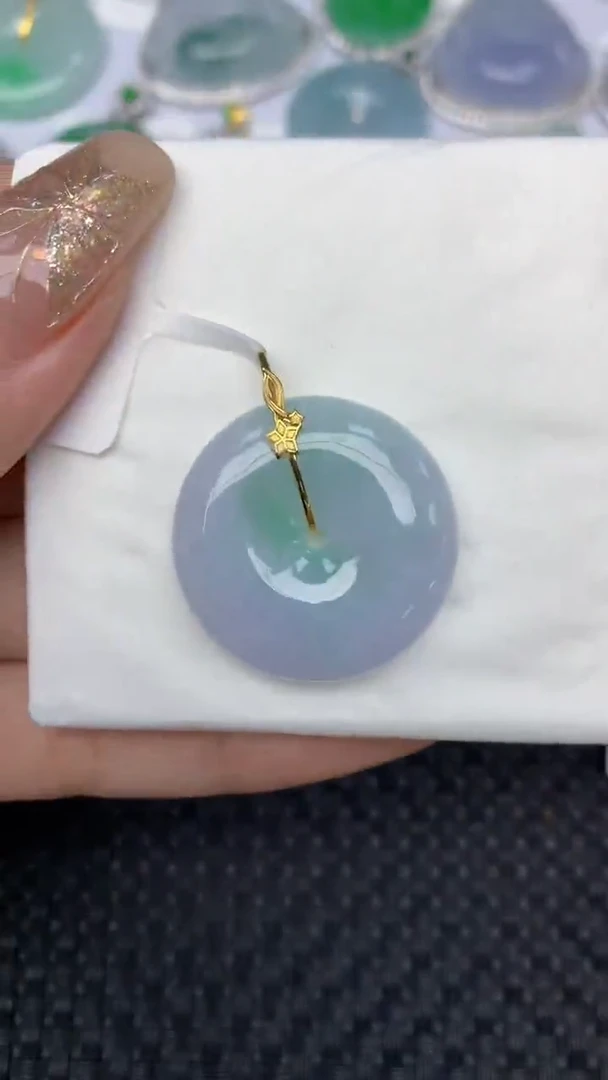 颈饰18K金镶嵌翡翠天然缅甸翡翠a货百元以上9元证书费自理