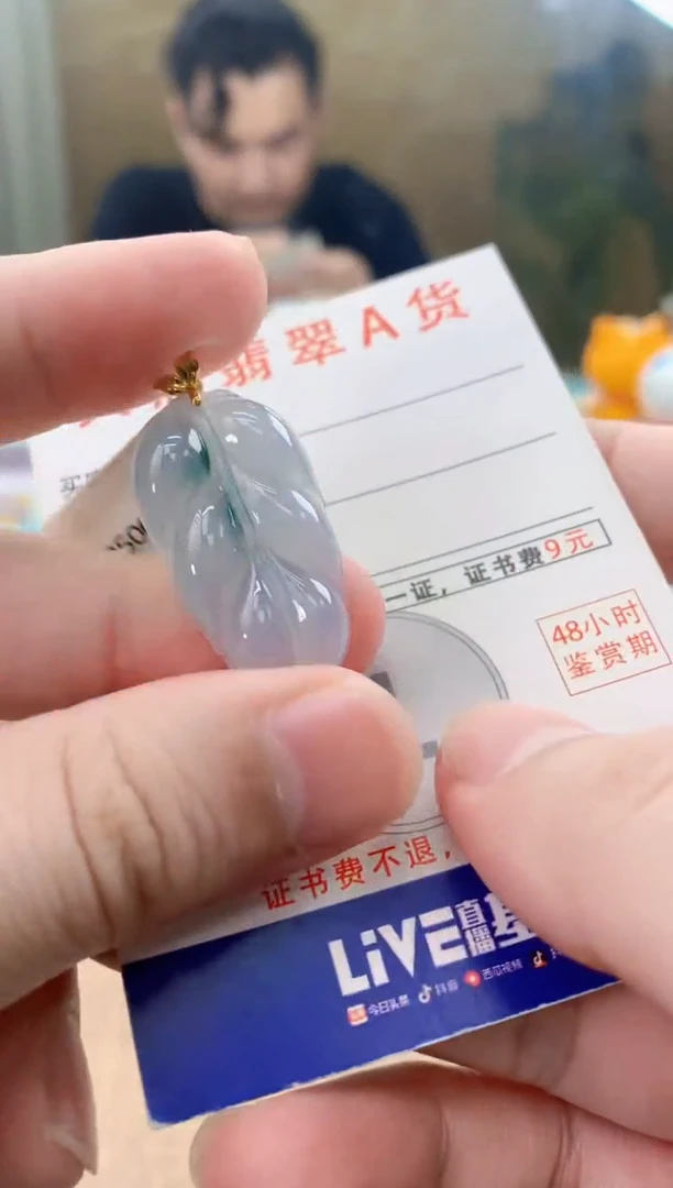 颈饰18K金镶嵌翡翠天然A货翡翠挂件
