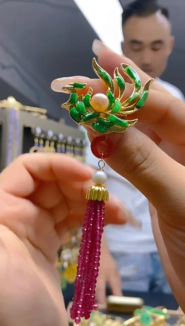 翡翠合金耳饰0115翡翠胸针