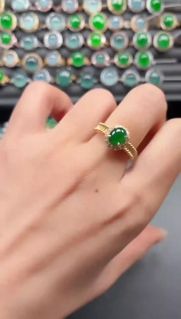 银S925镶嵌戒指翡翠111