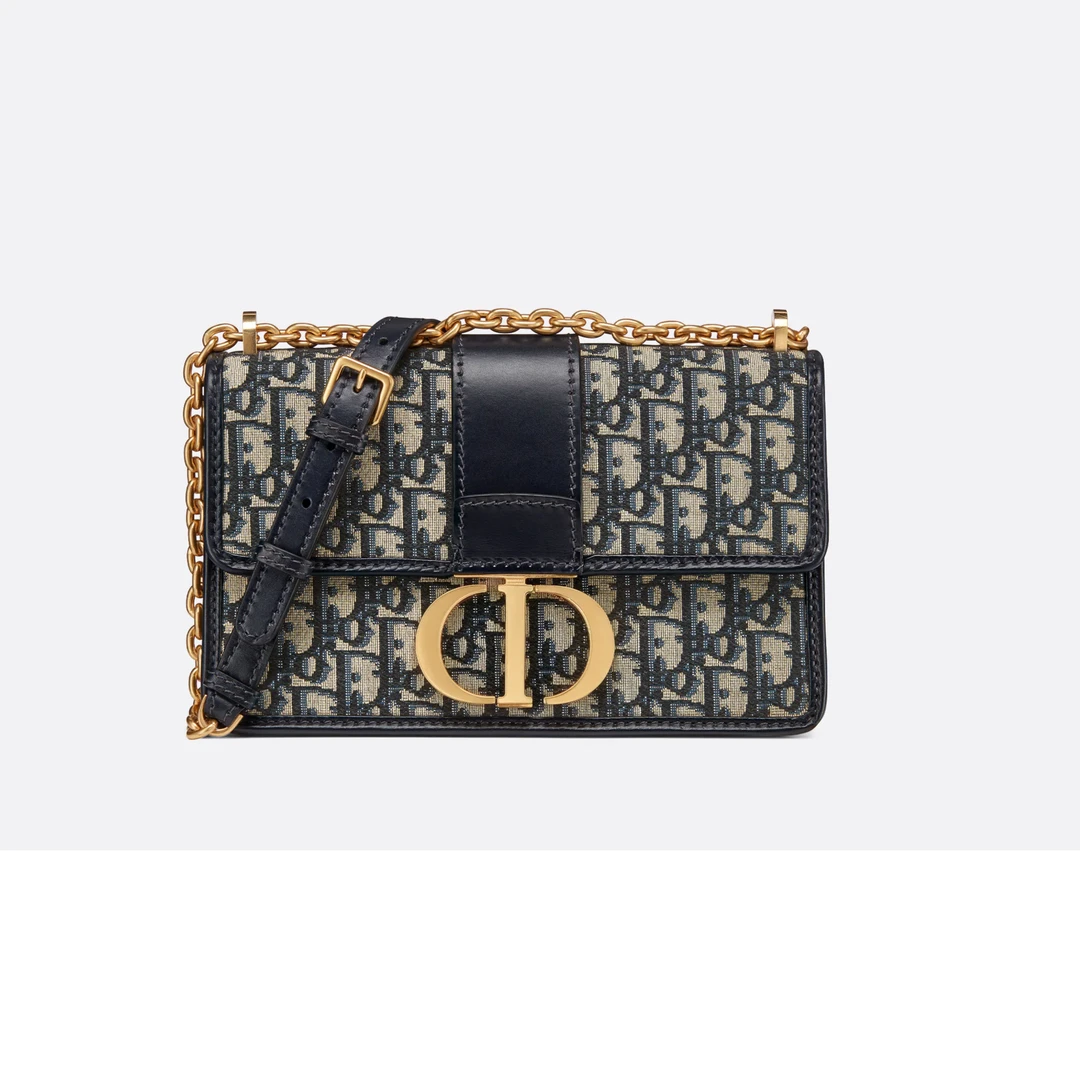 99新 DIOR/迪奥 蒙田中号/肩带款/老花满印刺绣 （F店）