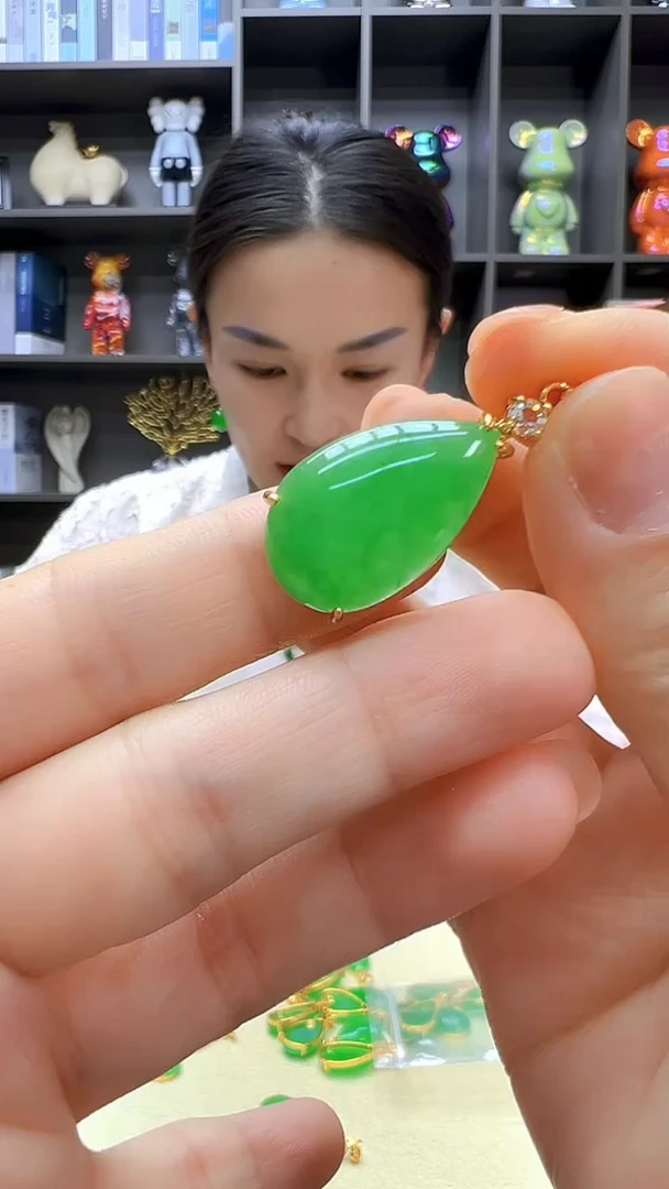 翡翠14K金镶嵌颈饰丹丹diy劲饰