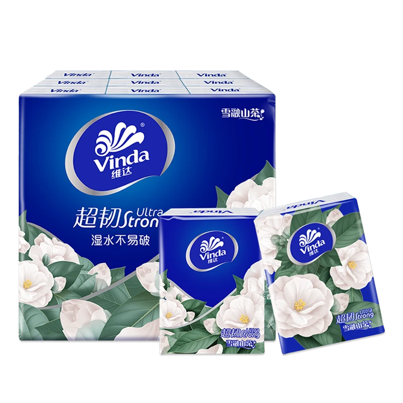 维达超韧山茶花香印花4层手帕纸7张*18包