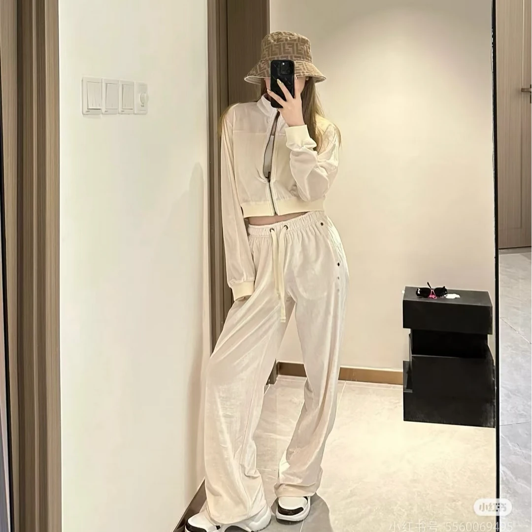 《深圳南油》现货SfK流浪丝绒训练夹克/长裤丝绒套装显瘦气质运动装