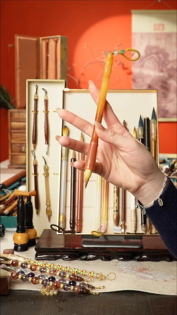 36号闪孤品高货毛笔链接 清水试笔 蘸墨不退