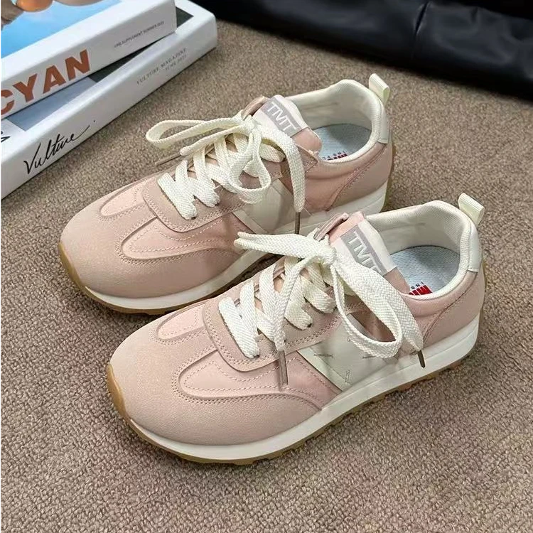 2754樱花粉新款透气德训鞋阿甘鞋复古女款帆布鞋平底运动鞋女鞋