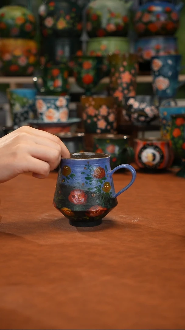 紫砂油画釉下彩手绘